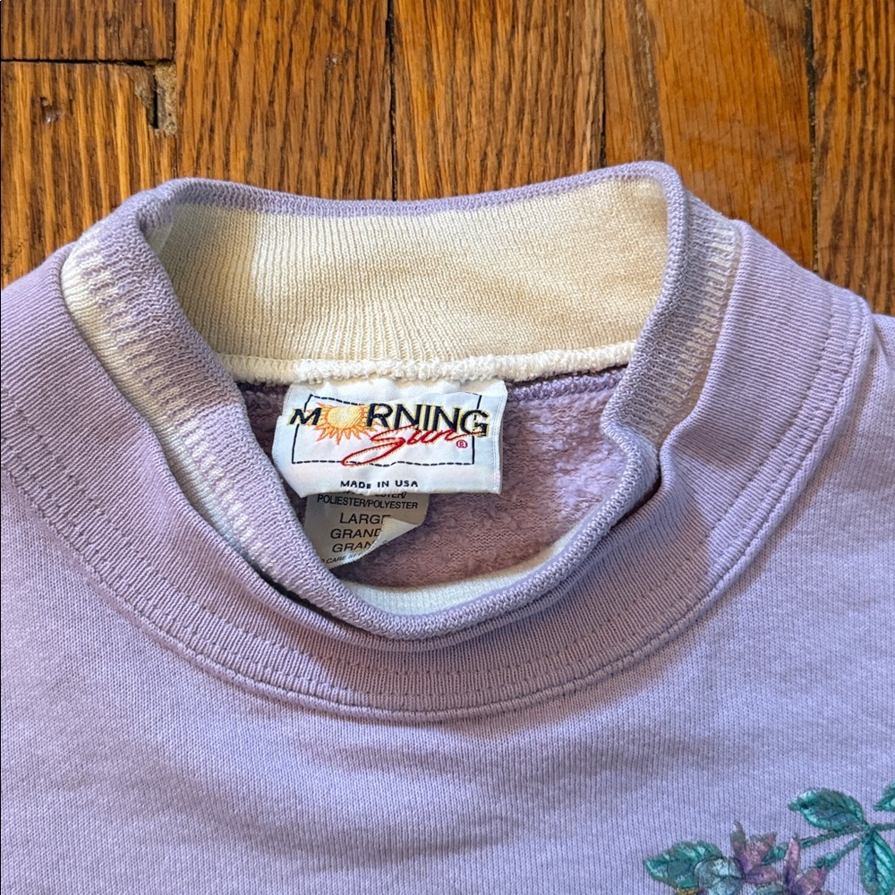 90’s Floral Hummingbird Vintage Granny Crewneck Sweater - Picture 3 of 10